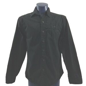Jordan Craig Mens LARGE Shirt Black Brown Suede Elbow Patch Long Sl Button Down